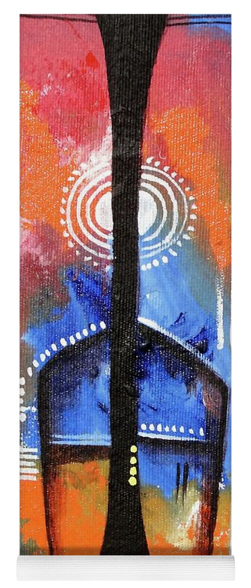 African Art Yoga Mat featuring the painting Mask 2 by Appiah Ntiaw