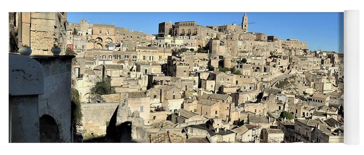 Matera Yoga Mat featuring the photograph Matera Ancient City by Laurie Morgan