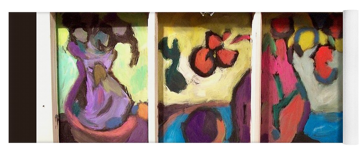Block Still Life After Matisse Triptych Yoga Mat featuring the painting Matissestille by Mykul Anjelo