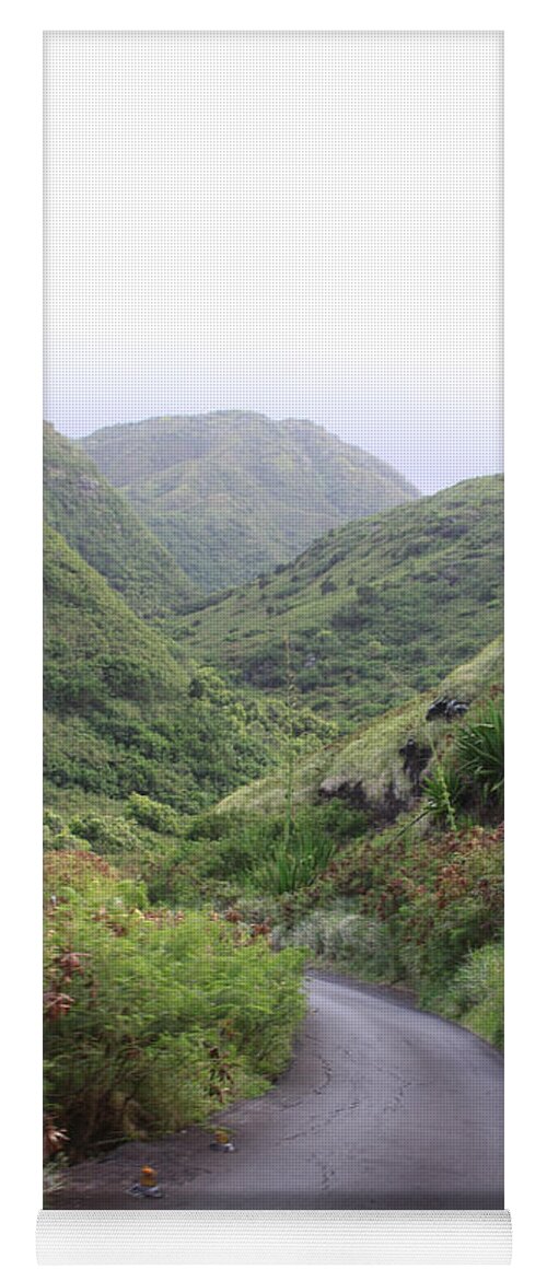 Maui Yoga Mat featuring the photograph Maui Road through the Hills by Robin Pedrero
