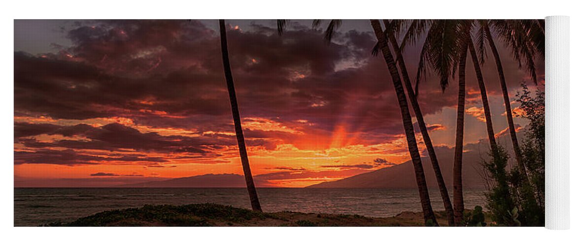 Sunset Yoga Mat featuring the photograph Maui Sunset 1 by Susan Rissi Tregoning