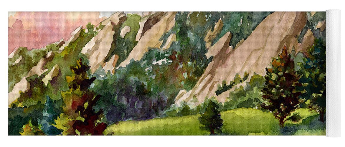 Mountains Art Paintings Yoga Mat featuring the painting Meadow at Chautauqua by Anne Gifford