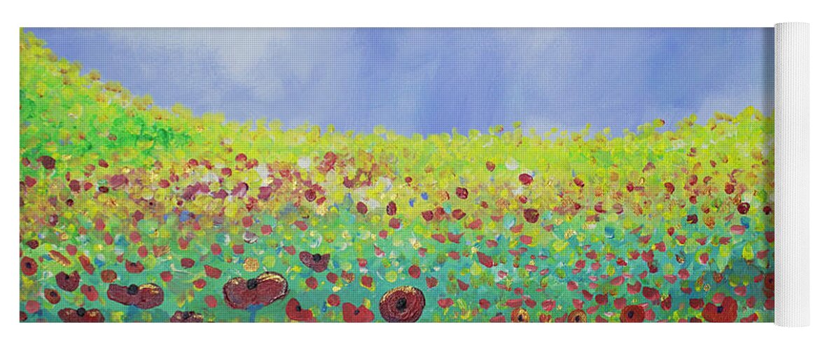 Poppy Yoga Mat featuring the painting Meadow of Poppies by Stacey Zimmerman