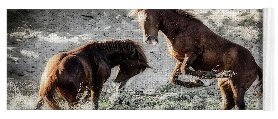 Wild Horses Yoga Mat featuring the photograph Meeting On The River by Saija Lehtonen