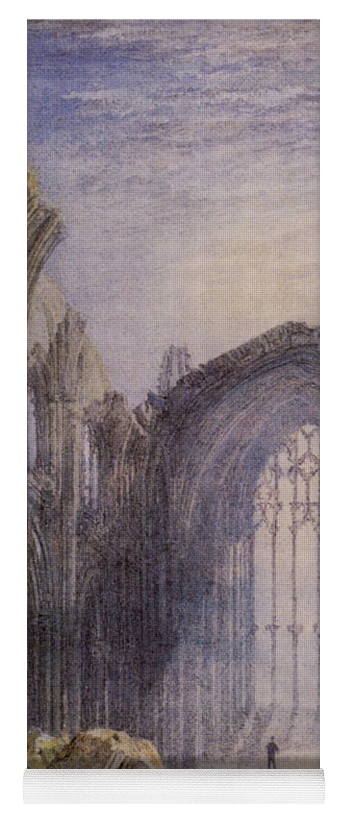 Turner Yoga Mat featuring the painting Melrose Abbey by Pam Neilands