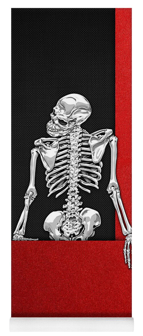 Visual Art Pop By Serge Averbukh Yoga Mat featuring the photograph Memento Mori - Skeleton on Red and Black by Serge Averbukh