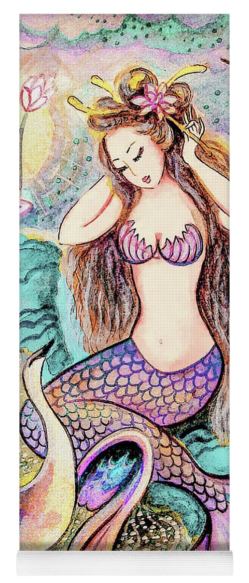 Sea Goddess Yoga Mat featuring the painting Mermaid Sunrise by Eva Campbell