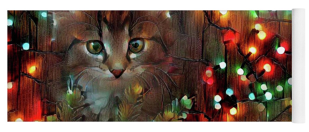 Kity Yoga Mat featuring the photograph Merry Christmas from Kitty by Lilia S