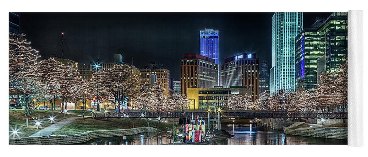 Omaha Yoga Mat featuring the photograph Merry Christmas Omaha by Susan Rissi Tregoning