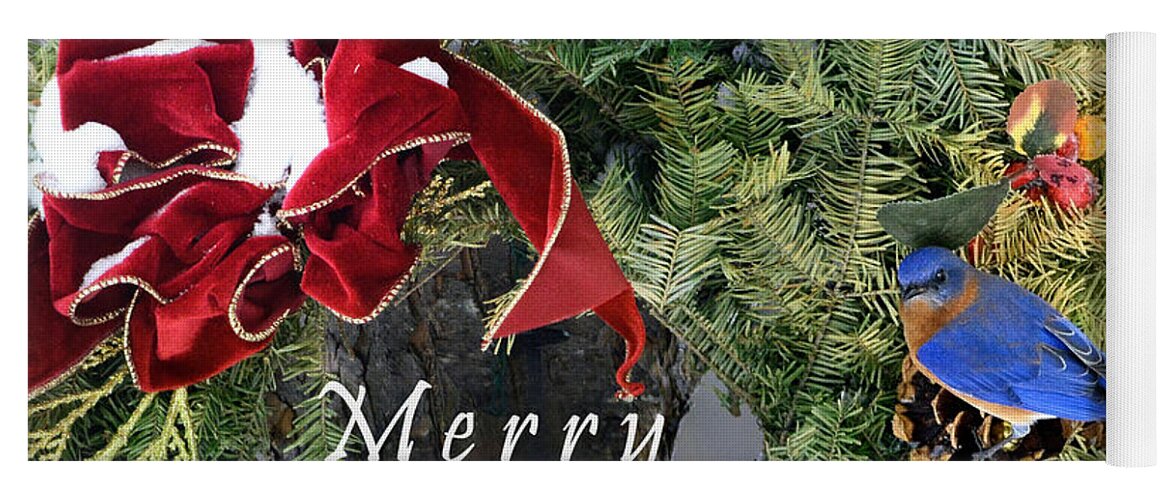 Nature Yoga Mat featuring the photograph Merry Christmas Wreath by Nava Thompson