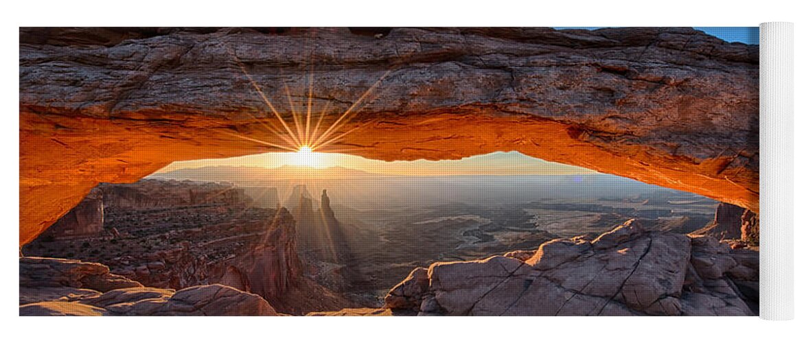 Canyonlands Yoga Mat featuring the photograph The Sunrise View Through the Mesa Arch by O Lena