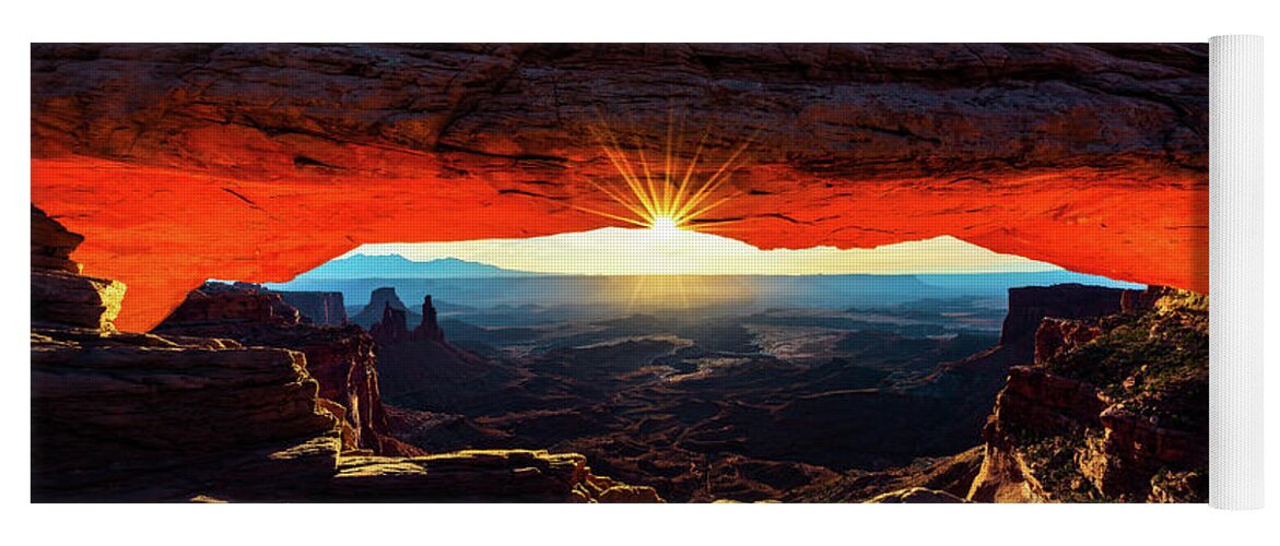Nature Yoga Mat featuring the photograph Mesa Arch Sunrise by John Hight
