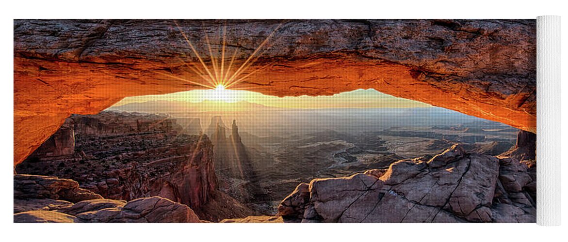 Olenaart Yoga Mat featuring the photograph Mesa Arch Sunburst Moab Utah by O Lena