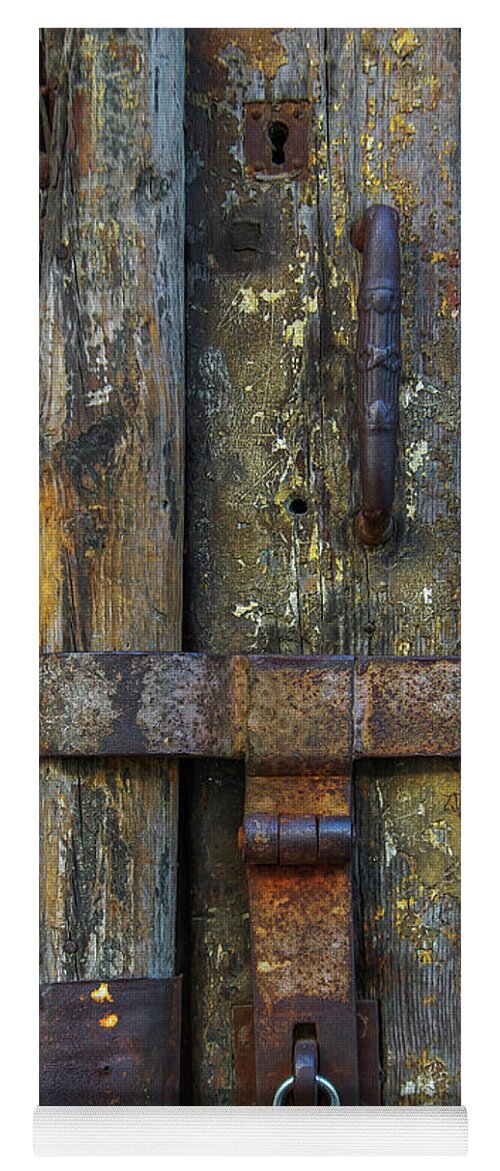 Door Yoga Mat featuring the photograph Metal Locks by Carlos Caetano