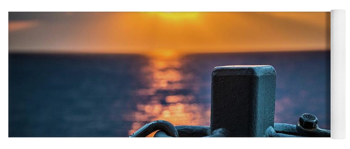 Navy Yoga Mat featuring the photograph Metal Sunset by Larkin's Balcony Photography