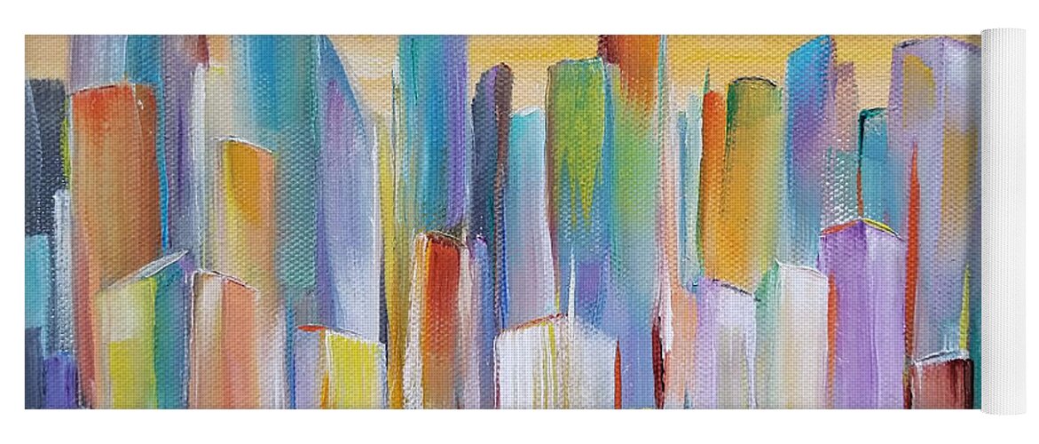 Cityscape Yoga Mat featuring the painting Metropolis by Judith Rhue