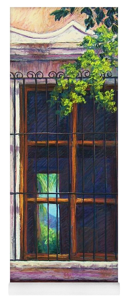 Landscape Yoga Mat featuring the pastel Mexico Window by Candy Mayer