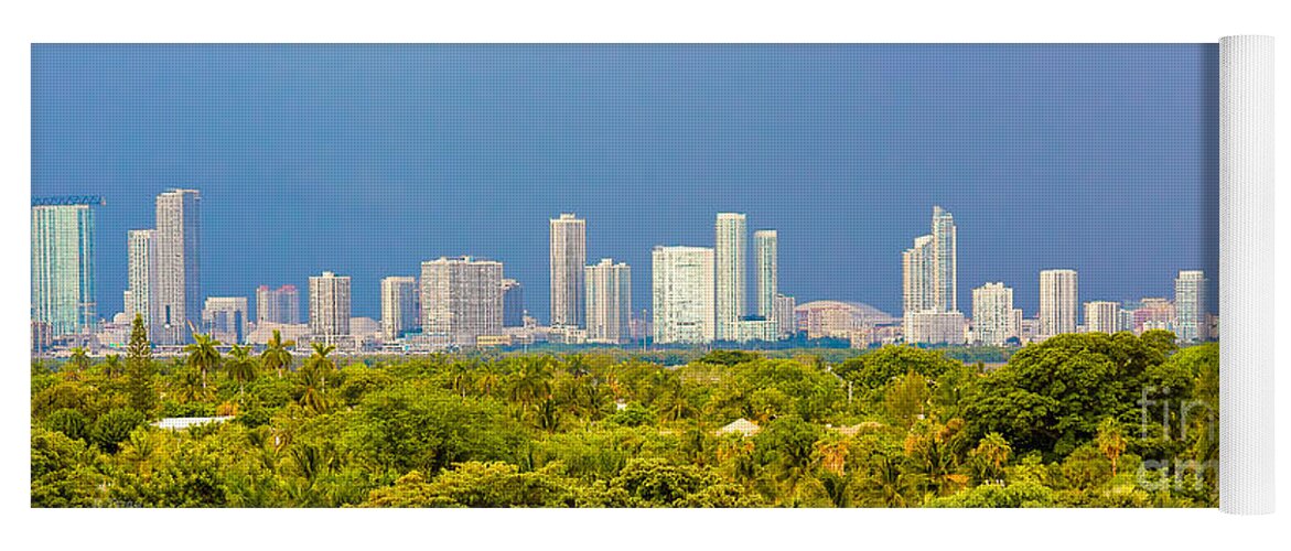 Miami City Panoramic Yoga Mat featuring the photograph Miami Le City by Rene Triay FineArt Photos