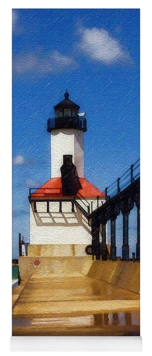 Lighthouse Yoga Mat featuring the photograph Michigan City Light 1 by Sandy MacGowan