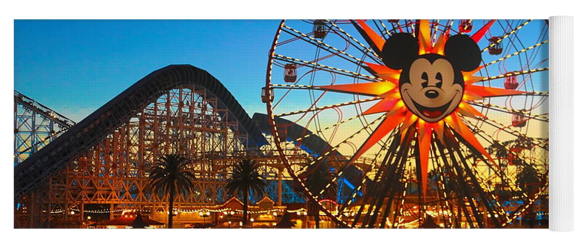 California Yoga Mat featuring the photograph Mickey Mouse California Adventure Ferris Wheel Ride by Chuck Kuhn