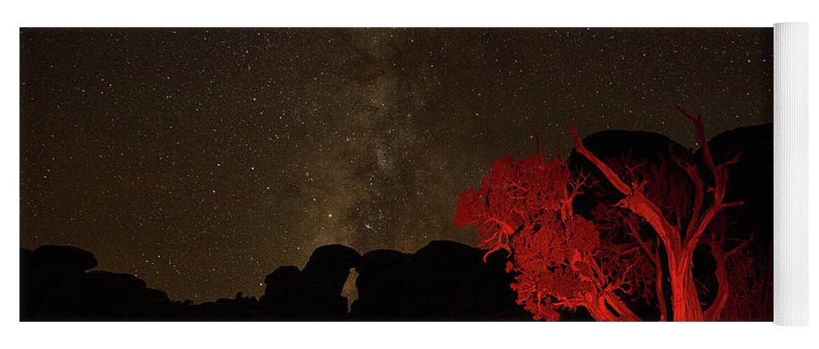 Canyonlands National Park Yoga Mat featuring the photograph Milky way and juniper by Kunal Mehra