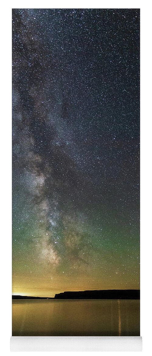 Outdoor; Lake; Reflections; Milky Way; Banks Lake; Baker Canyon; Grand Coulee; Steamboat Rock State Park; Pacific West Coast; East Washington Yoga Mat featuring the digital art Milky Way at the Banks Lake by Michael Lee