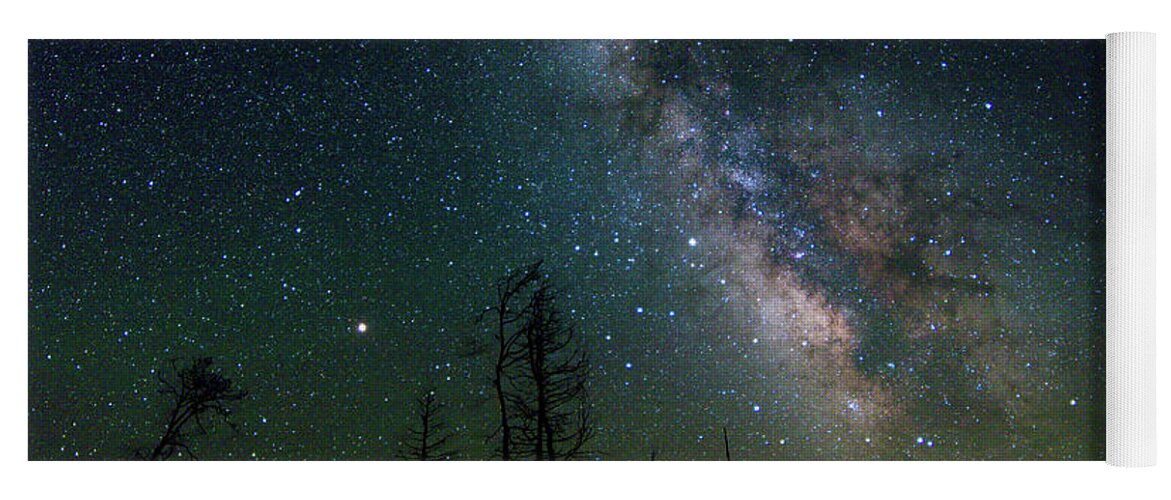 Night Sky Yoga Mat featuring the photograph Milky Way over Burnt Trees 2 by Randy Robbins