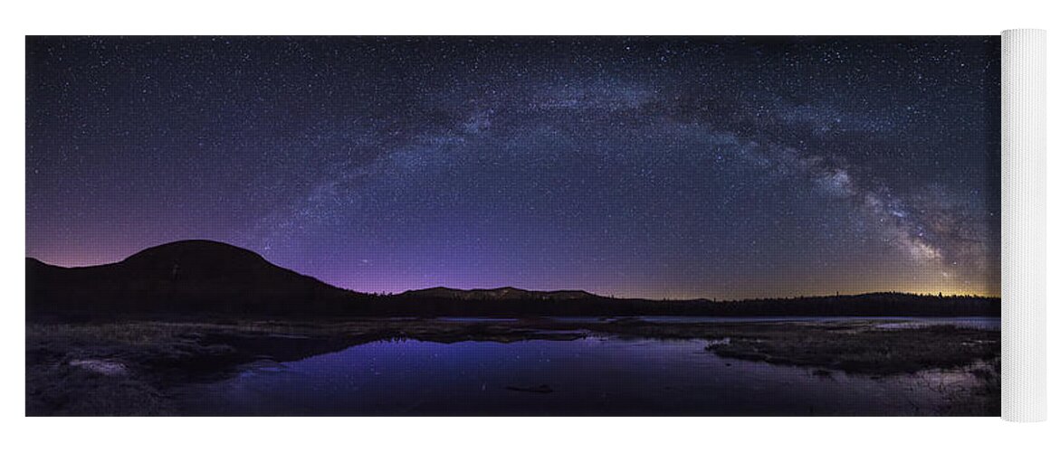 Milky Yoga Mat featuring the photograph Milky Way over Lonesome Lake Panorama by White Mountain Images