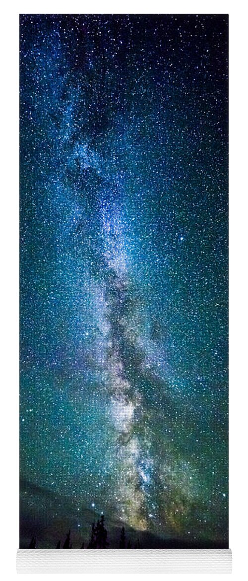 Milky Way Galaxy Yoga Mat featuring the photograph Milky Way over Lodgepole Pines by Josh Bryant