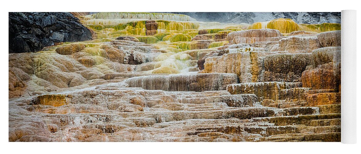 Mammoth Hot Springs Yoga Mat featuring the photograph Minerva Terrace by Rikk Flohr