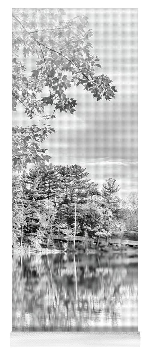 Mine Falls Park Yoga Mat featuring the photograph Minimalist Fall Scene in Black and White by Anita Pollak