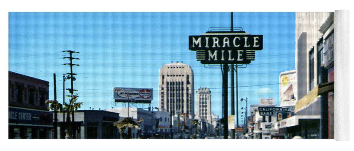 Wilshire Blvd Yoga Mat featuring the photograph Miracle Mile - Wilshire Blvd - Los Angeles by Sad Hill - Bizarre Los Angeles Archive