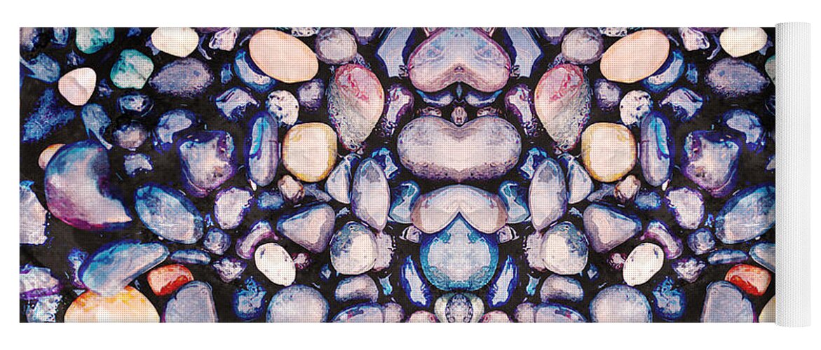 Pebbles Yoga Mat featuring the photograph Mirrored Pebbles On Beach by Phil Perkins