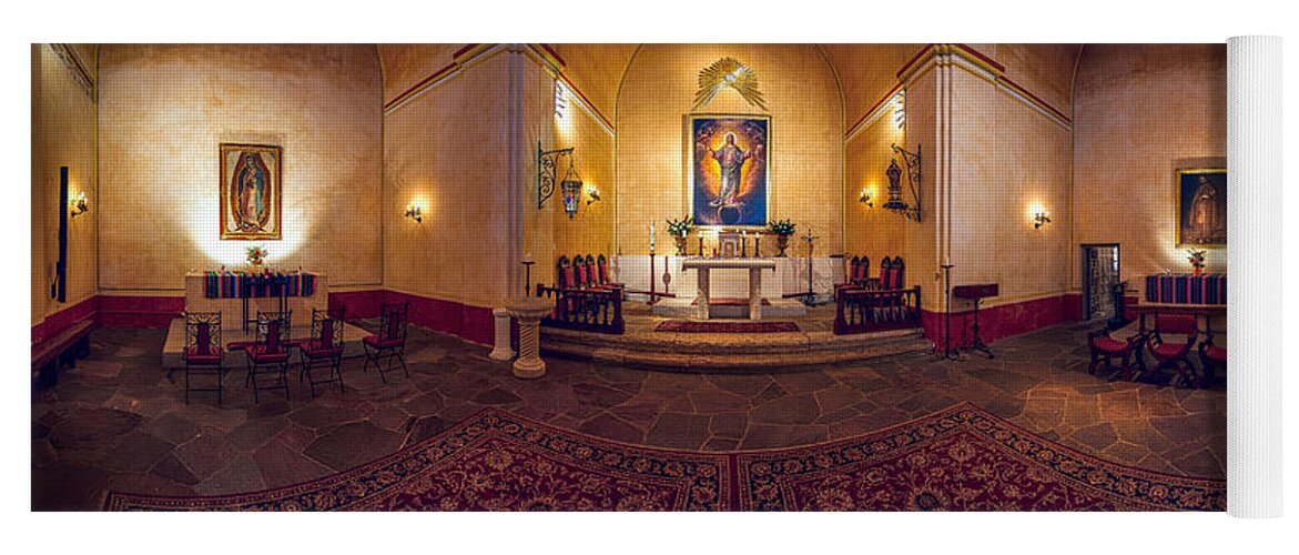 San Antonio Yoga Mat featuring the photograph Mission Concepcion Pano by Tim Stanley