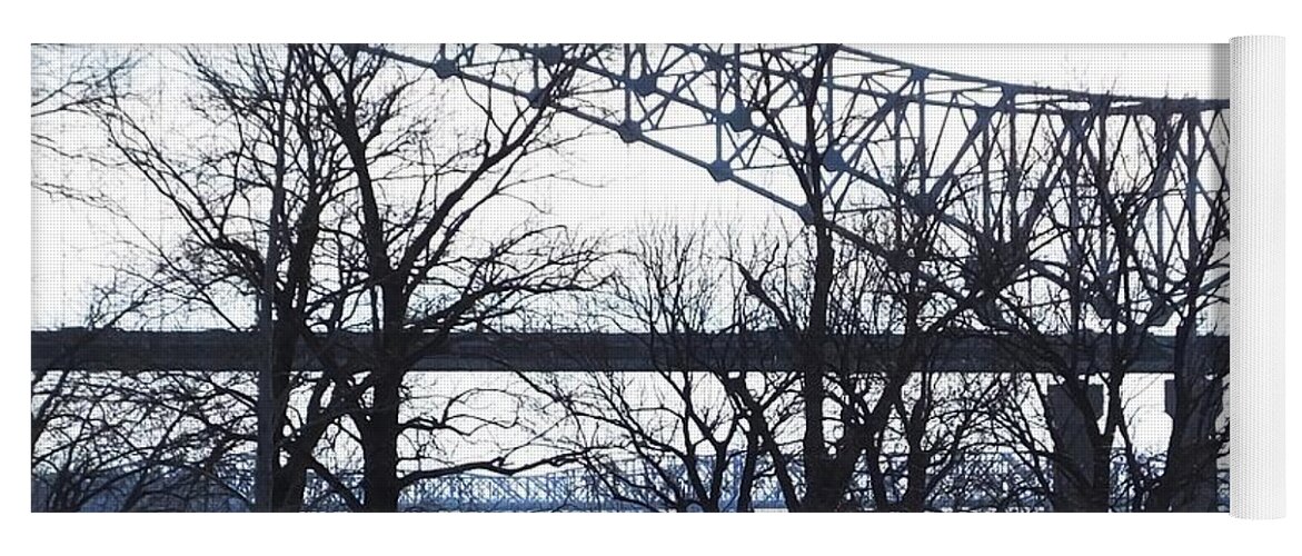 Bridge Yoga Mat featuring the photograph Mississippi River at Memphis January High Water by Lizi Beard-Ward