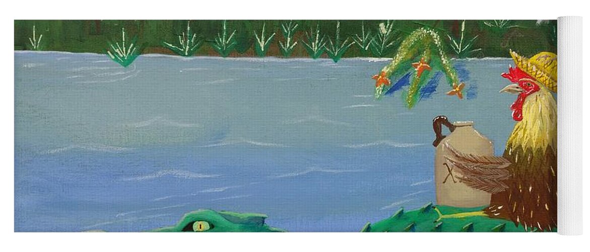 Chicken Yoga Mat featuring the painting Mississippi River Drifter by Bennie Giles