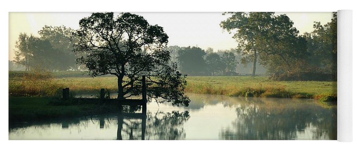 Alabama Photographer Yoga Mat featuring the digital art Misty Morning Pond by Michael Thomas