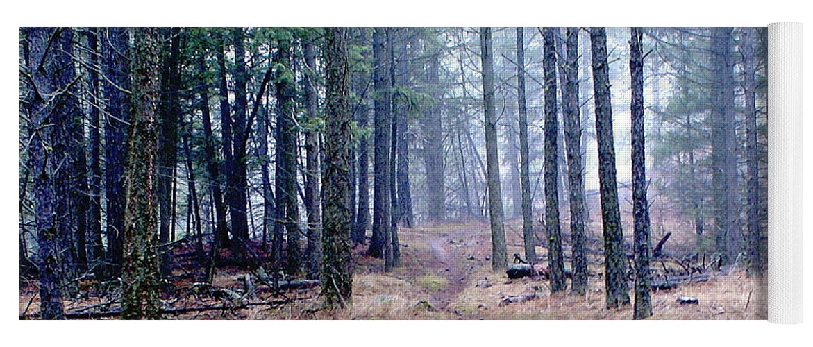 Nature Yoga Mat featuring the photograph Misty Morning Trail in the Woods by Ben Upham III