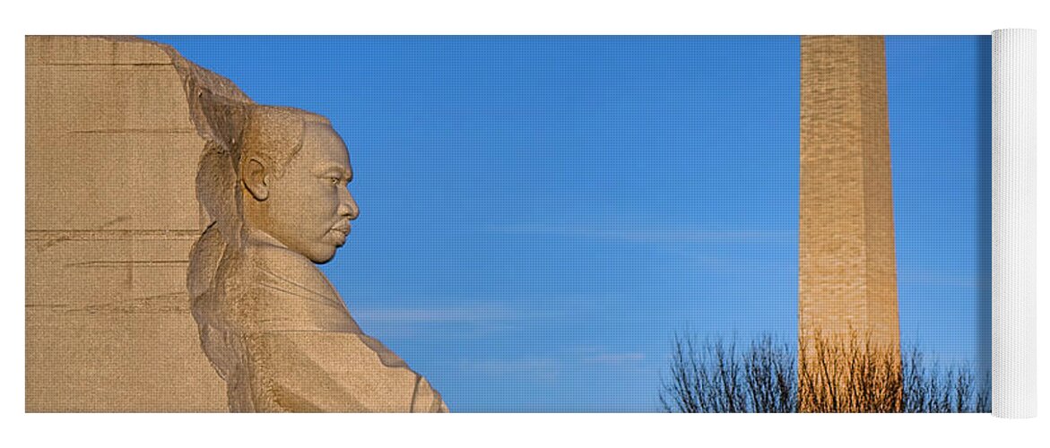 Washington Yoga Mat featuring the photograph MLK and Washington Monuments by Olivier Le Queinec