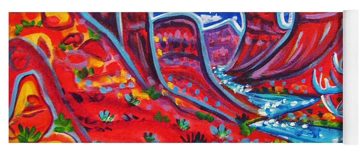 Rachel Houseman Yoga Mat featuring the painting Moab River Gorge NightScape by Rachel Houseman