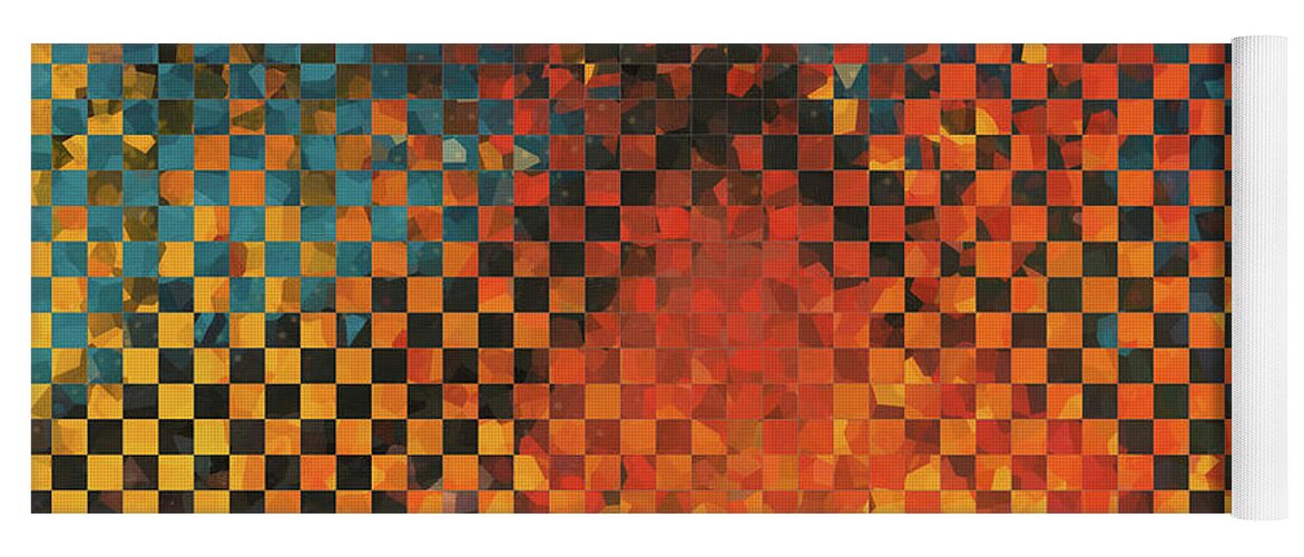 Orange Yoga Mat featuring the painting Modern Art - Pieces 14 - Sharon Cummings by Sharon Cummings
