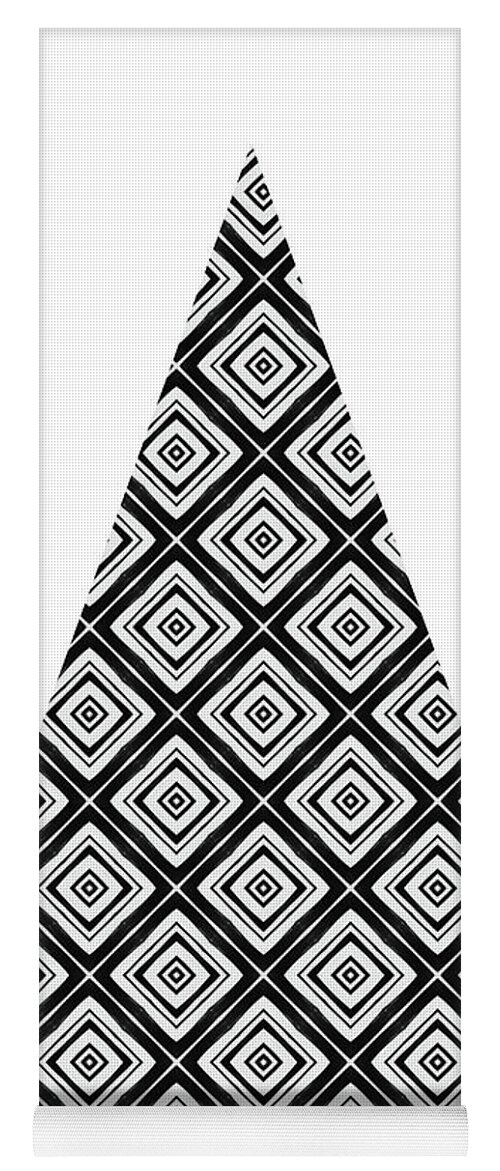 Black And White Yoga Mat featuring the mixed media Modern Black and White Tree 1- Art by Linda Woods by Linda Woods
