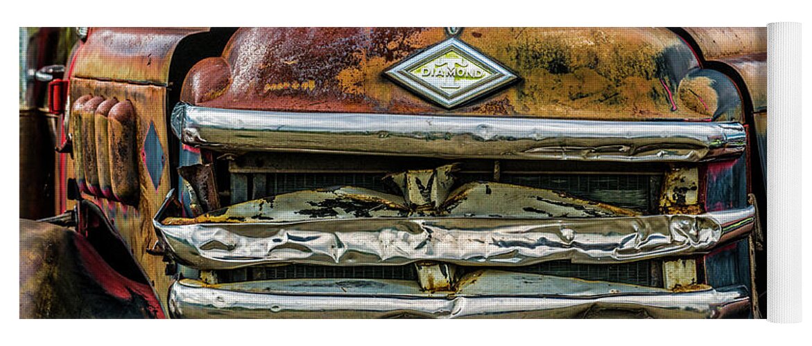 Rust Yoga Mat featuring the photograph Molson Truck Grill by Ed Broberg