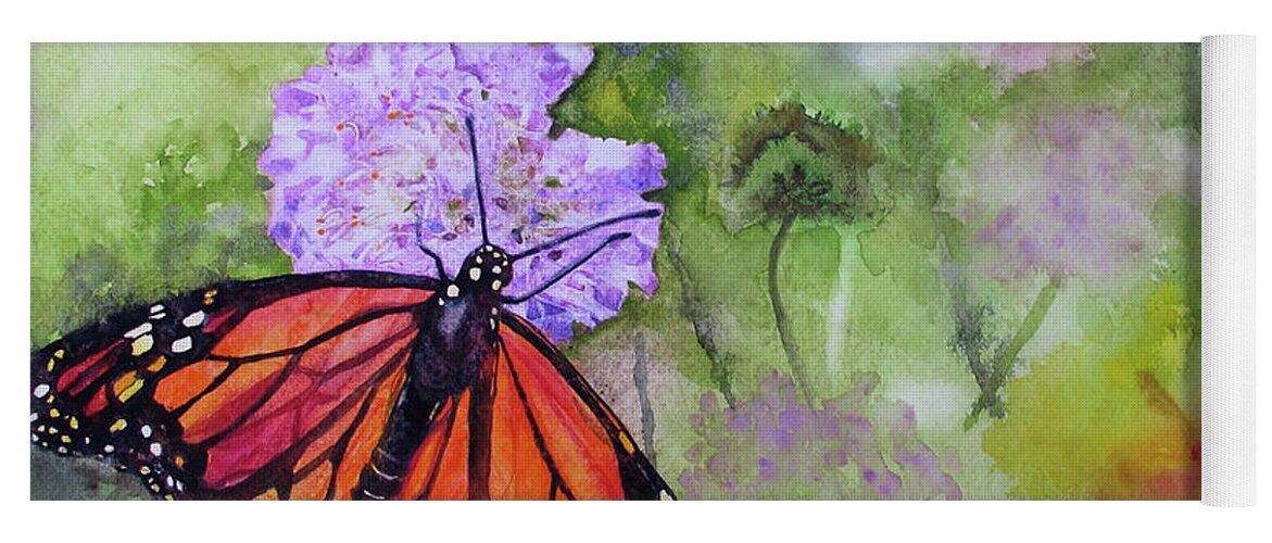 Monarch Butterfly Yoga Mat featuring the painting Monarch Butterfly by Bonnie Rinier