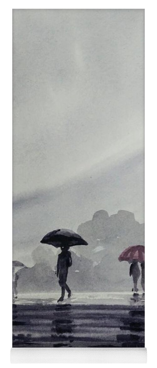 Monsoon Yoga Mat featuring the painting Monsoons by Asha Sudhaker Shenoy