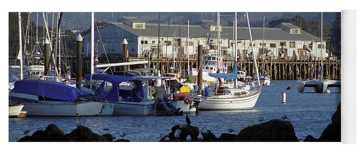 Monterey Harbor Yoga Mat featuring the photograph Monterey Harbor and Wharf 2 by James B Toy