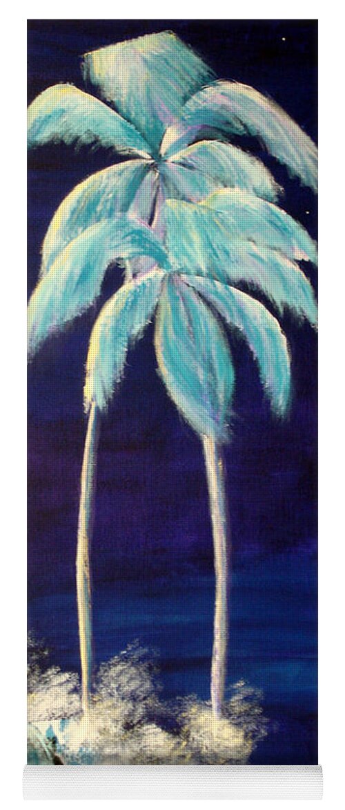 Palm Yoga Mat featuring the painting Moolight Beach by Susan Kubes