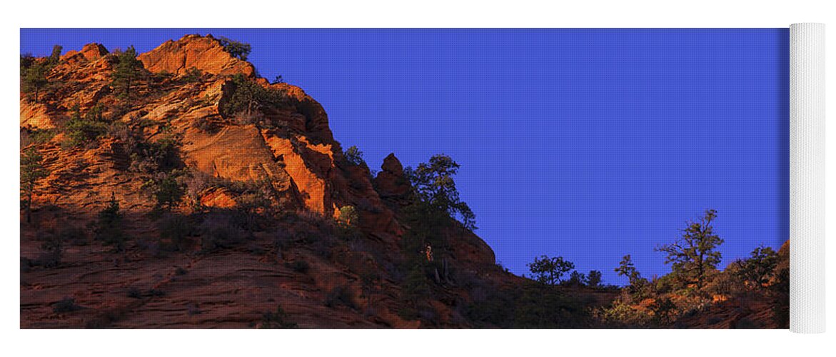 Moon Over Zion Yoga Mat featuring the photograph Moon Over Zion by Chad Dutson