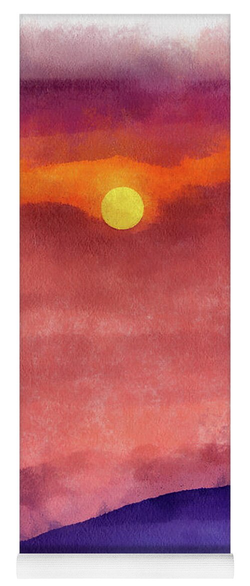 Water Yoga Mat featuring the painting Moon Rise in aquarelle by Charles Muhle