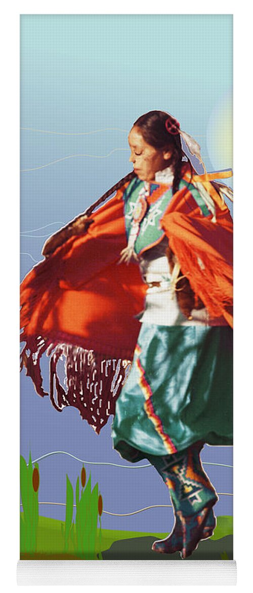 American Indian Yoga Mat featuring the mixed media Moonlight Dance by Kae Cheatham